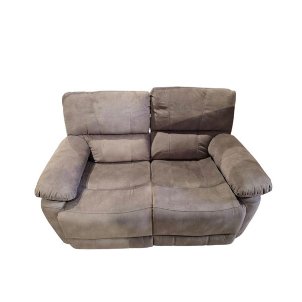 Plush Brown Fabric Loveseat