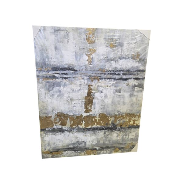 Abstract Canvas Wall Art - Silver & Gold, H50.5" x W40"