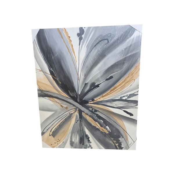 Abstract Canvas Wall Art - Grey & Gold, H50.5" x W40"