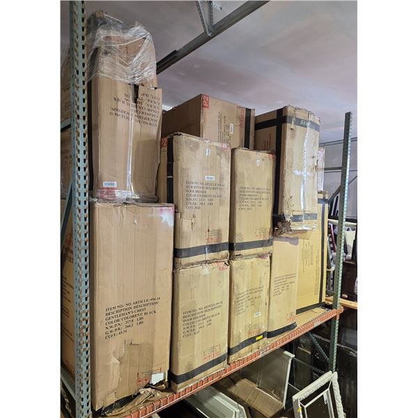Large group of assorted dressers, chests (mostly new in boxes) - pickup available on last day of pic