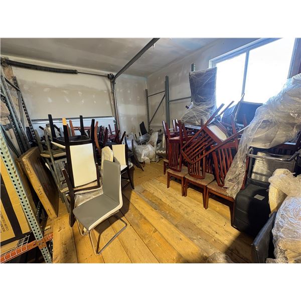 Large group of assorted dining chairs