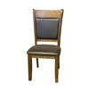 Image 1 : Wood & Dark Leather-Style Dining Chair