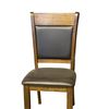 Image 2 : Wood & Dark Leather-Style Dining Chair