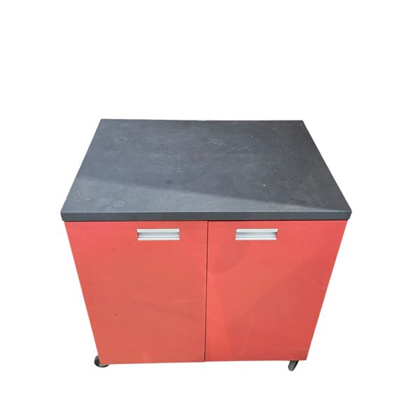 Red & Black Rolling Storage Cabinet, H26" x W26"