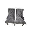 Image 1 : Pair of Grey Velvet Tufted Dining Chairs