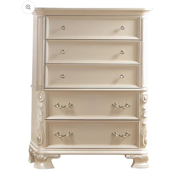 French Provincial Style Champagne Tall Chest, H54" x W41" x D18"