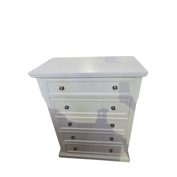 White 5-Drawer Tall Dresser Chest, H54" x W39" x D18"