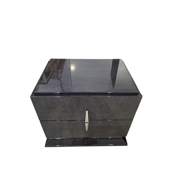 Set of 2 New High-Gloss Dark Woodgrain Finish Nightstand, H22" x W25" x D17"