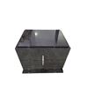Image 1 : Set of 2 New High-Gloss Dark Woodgrain Finish Nightstand, H22" x W25" x D17"