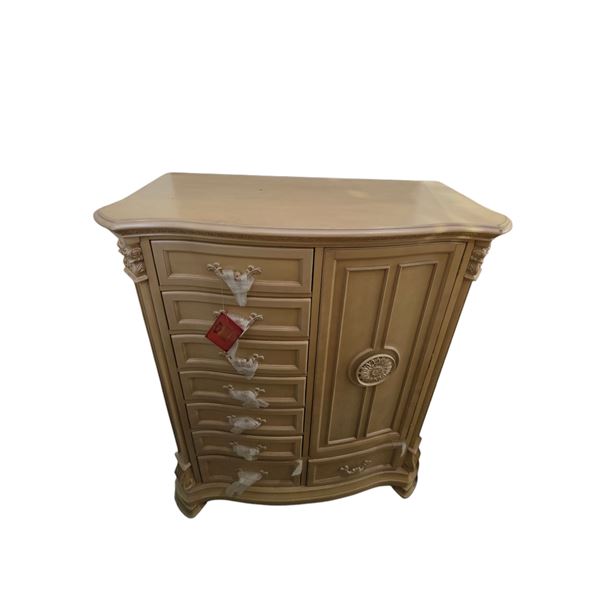 French Provincial Style Champagne Gold Tall Chest, H62" x W47" x D20" (some wear on the corners)