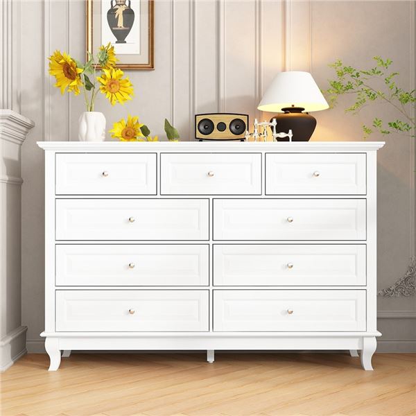 BNIB - White 9-Drawer Dresser, H37" x W55" x D15"