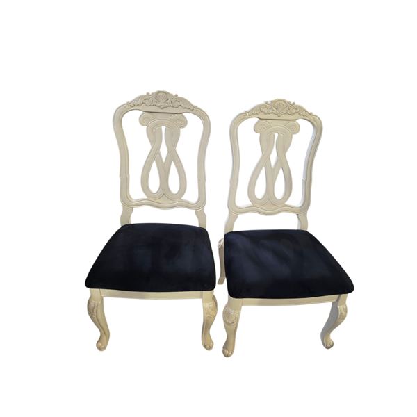 2-Pcs French Provincial Style Cream Dining Chairs