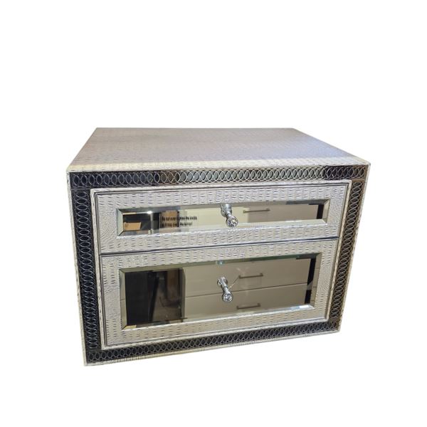 Silvered Mirrored Night Stand, H27.5" x W28" x D19"