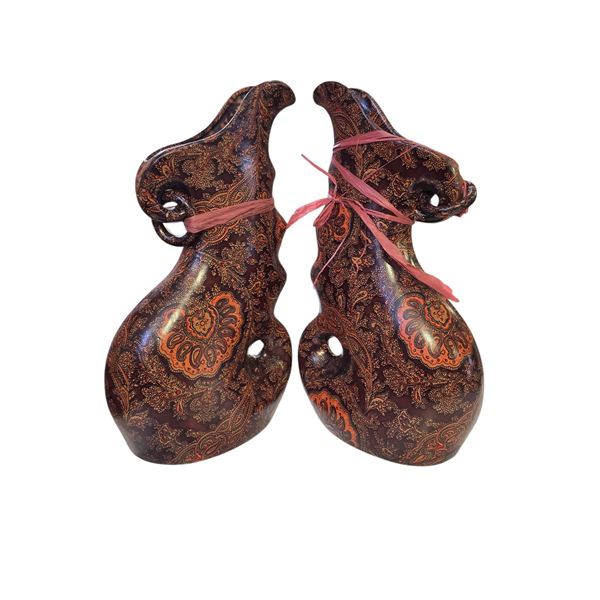 2-Pcs Dark Brown Decor Sculptural Pitchers, H14" Each