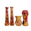 Image 1 : 4-Pcs Earth Tone and Red Floral Ceramic Vases, Tallest 13.5"