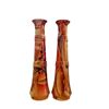 Image 2 : 4-Pcs Earth Tone and Red Floral Ceramic Vases, Tallest 13.5"
