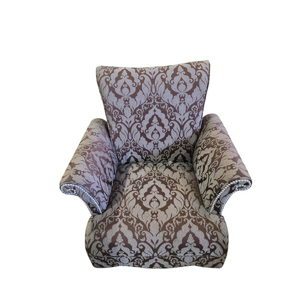 Damask Patterned Upholstered Armchair