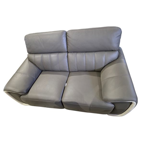 Light Grey Faux Leather Two-Seater Loveseat