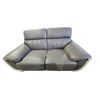 Image 2 : Light Grey Faux Leather Two-Seater Loveseat