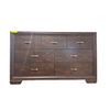Image 3 : Chocolate Brown Wooden 7-Drawer Dresser, H36" x W59" x D16" (some wear on the edges)
