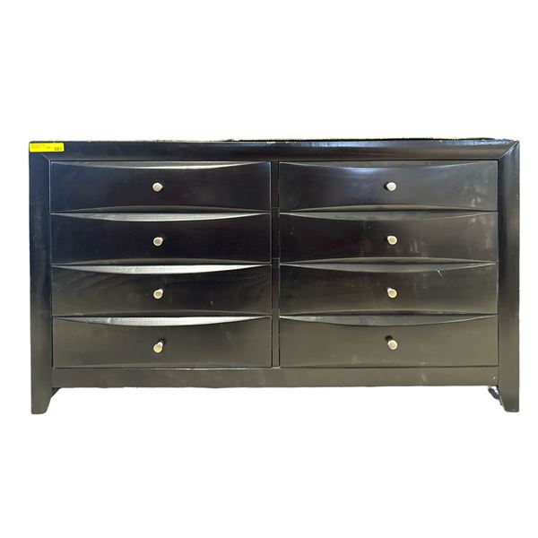 Dark Brown 8-Drawer Dresser, H33" x W59" x D16.5" (some wear on the edges)