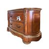 Image 2 : Traditional Ornate Wood 2-Drawer Nightstand, H32" x W54" x D24" (some wear on the edges)