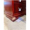 Image 3 : Cherry Finish Wood 9-Drawer Dresser, H33" x W56" x D16" (chipped on the edge)