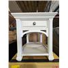 Image 2 : Magnussen Heron Style Cove End Table - Chalk White Farmhouse Style with Drawer