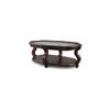 Image 1 : BNIB - Traditional Oval Coffee Table - Dark Cherry Finish with Beveled Glass Inlay