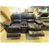 Image 2 : Amax Leather - Italia Series Black Leather Theater Loveseat - Manual Dual Recliner & Console