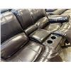Image 4 : Amax Leather - Italia Series Black Leather Theater Loveseat - Manual Dual Recliner & Console