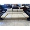 Image 2 : Designer 3-Seater White Leather Sofa - Modern Sculptural Silhouette