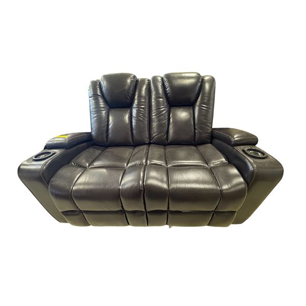 Amax Leather Premium Leather Home Cinema Seating - Dual Reclining Loveseat, Espresso (missing adapte