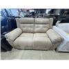 Image 2 : Amax Leather Ultra-Plush Cream Leather Power Reclining Loveseat - Oversized Biscuit-Tufted Back (mis