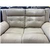 Image 3 : Amax Leather Ultra-Plush Cream Leather Power Reclining Loveseat - Oversized Biscuit-Tufted Back (mis
