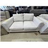 Image 2 : Modern Light Grey Fabric Loveseat - Flared Wing Arms & Sleek Low Profile