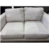 Image 3 : Modern Light Grey Fabric Loveseat - Flared Wing Arms & Sleek Low Profile