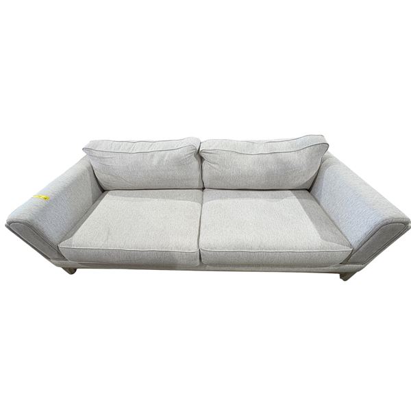 Modern Light Grey Fabric Sofa - Sleek Low-Profile Design with Flared Arms
