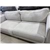 Image 4 : Modern Light Grey Fabric Sofa - Sleek Low-Profile Design with Flared Arms