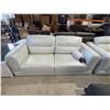Image 2 : Luxury Pearl White Leather Sofa - Contemporary Diamond Stitch Accents