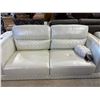 Image 3 : Luxury Pearl White Leather Sofa - Contemporary Diamond Stitch Accents