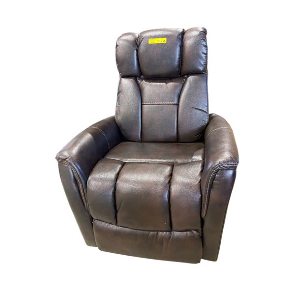 Amax Leather Premium Espresso Swivel Leather Power Recliner - Supportive Tiered Backrest (missing ad