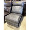 Image 2 : Modular Grey Leather Armless Chair - Sectional Component