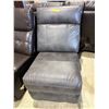 Image 3 : Modular Grey Leather Armless Chair - Sectional Component