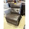 Image 2 : Modular Brown Leather Armless Chair - Biscuit Tufted Back & Seat