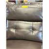 Image 4 : Modular Brown Leather Armless Chair - Biscuit Tufted Back & Seat