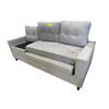 Image 1 : Contemporary Grey Fabric Sofa - Integrated Armrest Console & Tufted Back (missing cushion)