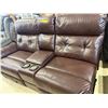 Image 3 : Amax Leather Luxury Brown Leather Theater Loveseat with Center Console (power recliner on one side)