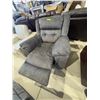 Image 2 : Modern Charcoal Grey Fabric Recliner - Plush Biscuit-Tufted Back & Seat