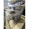 Image 3 : Modern Charcoal Grey Fabric Recliner - Plush Biscuit-Tufted Back & Seat